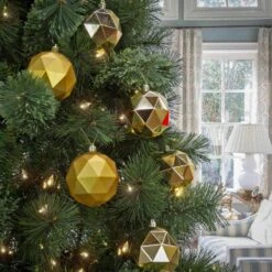 6-Piece Shatterproof Geometric Gold Ornaments -The Home Depot Shop national tree company christmas ornament sets frt100 ah112609 31 1000