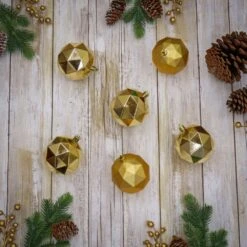 6-Piece Shatterproof Geometric Gold Ornaments -The Home Depot Shop national tree company christmas ornament sets frt100 ah112609 44 1000