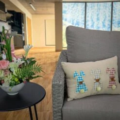 18 In.x10 In. Plaid Bunnies Easter Pillow -The Home Depot Shop national tree company easter decorations ah63 pfy21014 1 31 1000