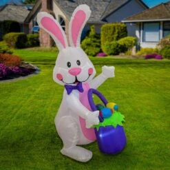 4 Ft. Inflatable Bunny With Easter Basket -The Home Depot Shop national tree company easter decorations df 22jh21303 1 31 1000