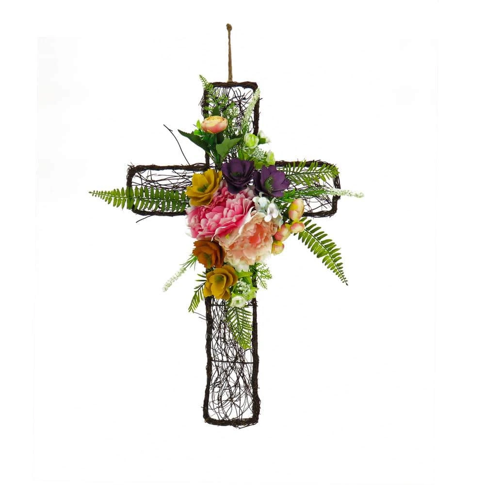 23 In. Floral Easter Cross 1 23 In. Floral Easter Cross