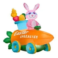 54 In. Inflatable Bunny In Easter Speedster