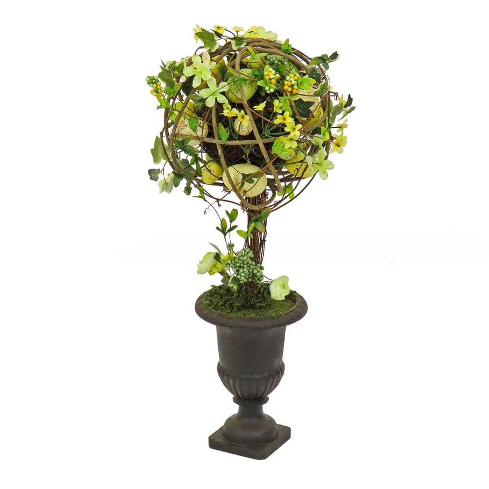 26 In. Flowers And Eggs Ball Topiary 1 26 In. Flowers And Eggs Ball Topiary