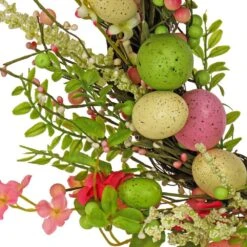 20 In. Flowering Pink And Green Easter Wreath -The Home Depot Shop national tree company easter decorations rae ea8a37231 1 4f 1000