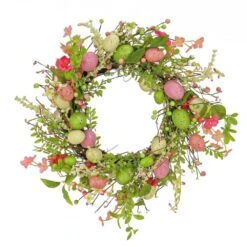 20 In. Flowering Pink And Green Easter Wreath
