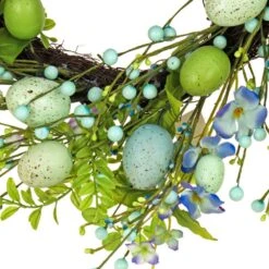 20 In. Flowering Blue And Green Easter Wreath -The Home Depot Shop national tree company easter decorations rae ea8a37244 1 4f 1000