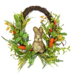 16 In. Bunny On Carrot Decorated Easter Wreath