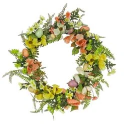 22 In. Ferns And Flowers Easter Wreath