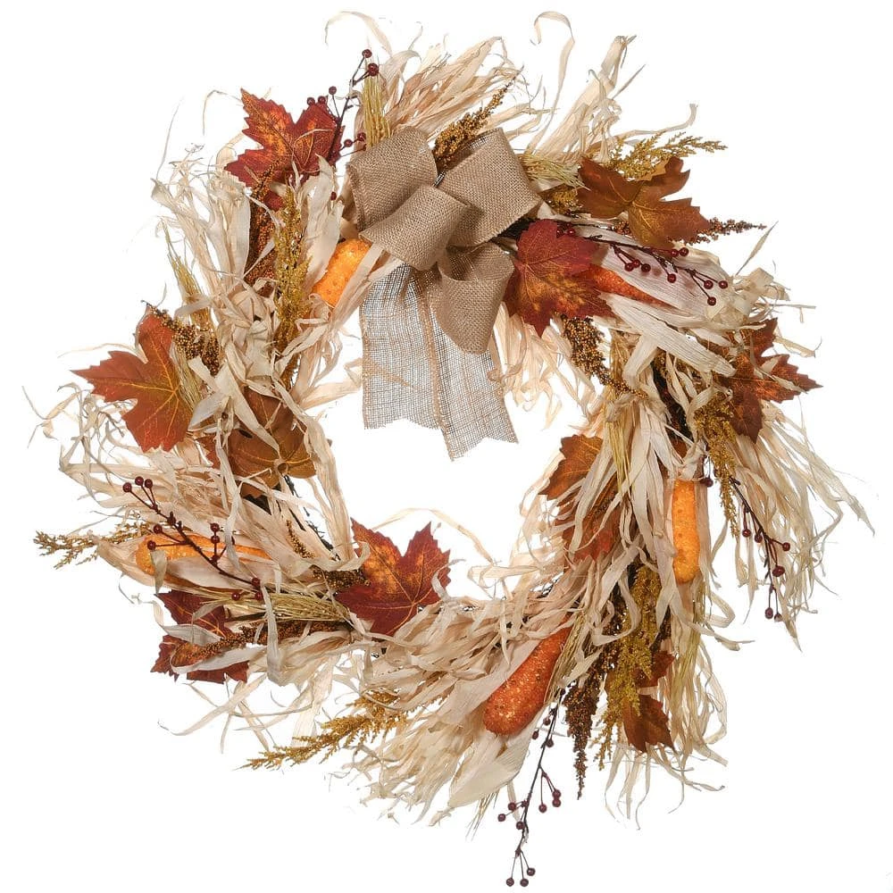 24 In. Artificial Harvest Raffia Wreath 1 24 In. Artificial Harvest Raffia Wreath