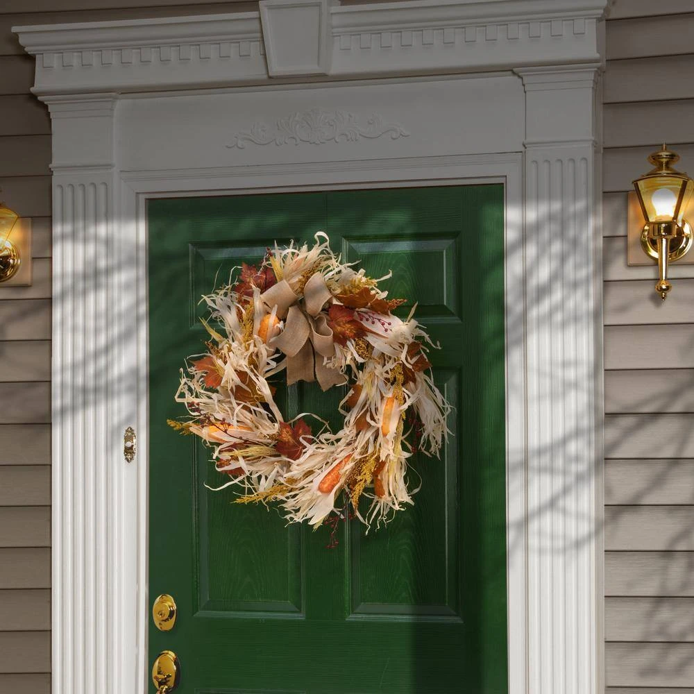 24 In. Artificial Harvest Raffia Wreath 2 24 In. Artificial Harvest Raffia Wreath - Image 2