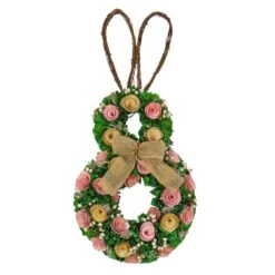 20 In. Bunny Shape Woodcut Floral Decoration