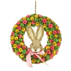 16 " Floral Wreath With Bunny Head Center