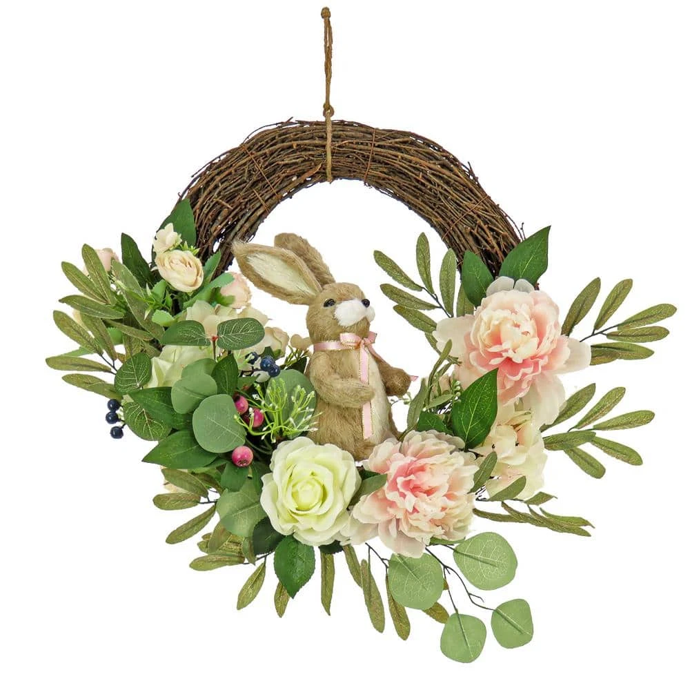 20 " Bunny And Leafy Floral Wreath 1 20 " Bunny And Leafy Floral Wreath