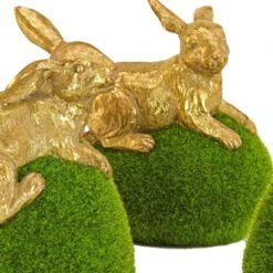 Gold Bunny With Green Moss Egg (Set Of 3) -The Home Depot Shop national tree company seasonal decorations hh75 040gogr1 1 4f 1000