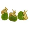 Gold Bunny With Green Moss Egg (Set Of 3)