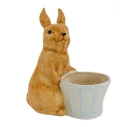 11 " Ceramic Bunny With White Basket