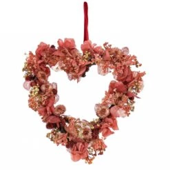 16 " Pink Floral Valentine's Heart Wreath