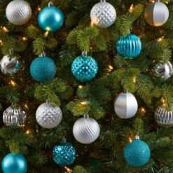 Holiday 2 In. Blue Shatterproof Christmas Tree Ornament Set With Re-Useable Tube (101-Count) -The Home Depot Shop nearly natural christmas ornament sets d1002 bl 31 1000