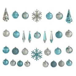 Holiday 3 In. To 6 In. Blue Shatterproof Christmas Tree Ornament Box Set With Reusable Tray (52-Count) -The Home Depot Shop nearly natural christmas ornament sets d1003 bl 4f 1000