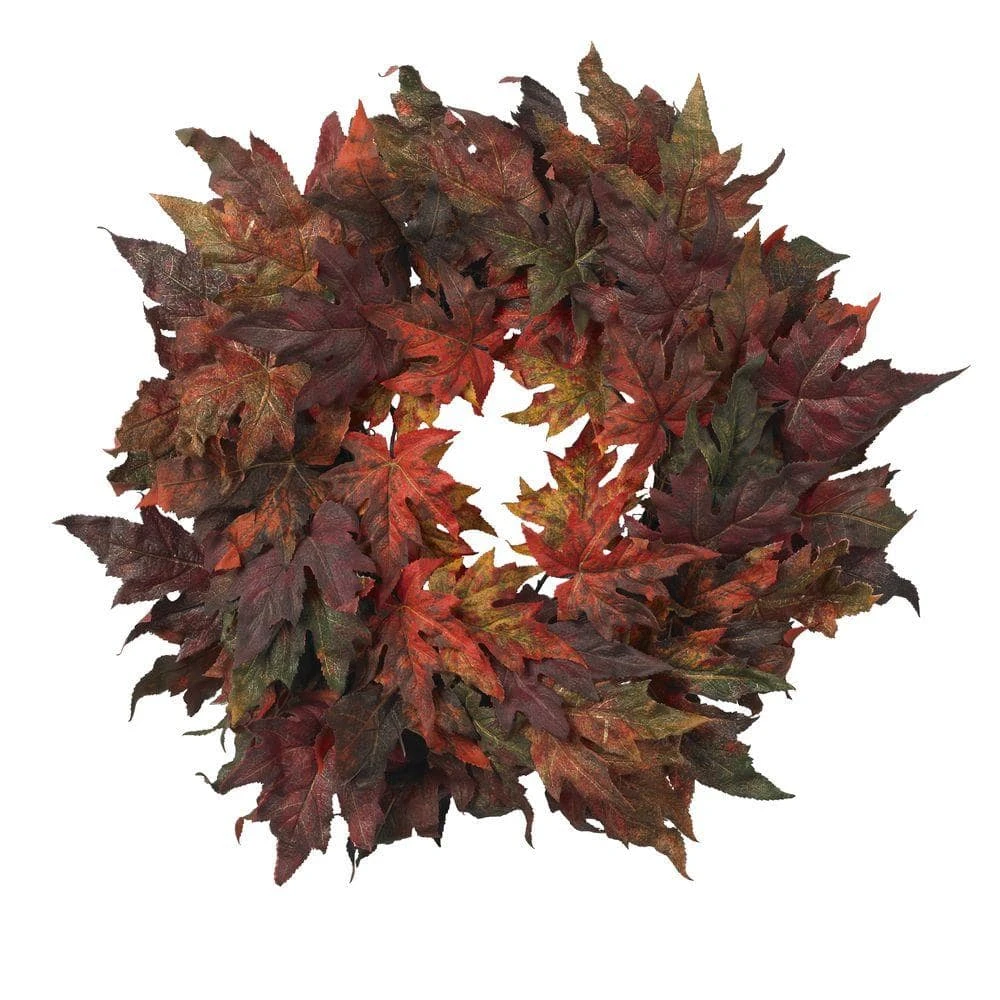 30in. Artificial Wreath With Autumn Maple Leaves 1 30in. Artificial Wreath With Autumn Maple Leaves