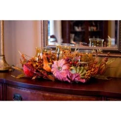 30 In. Harvest Triple Candelabrum And Artificial Foliage Table Arrangement -The Home Depot Shop nearly natural indoor fall decorations 4909 44 1000