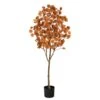5 Ft. Orange Autumn Eucalyptus Artificial Tree