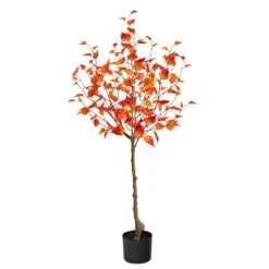 4 Ft. Orange Fall Birch Artificial Autumn Tree