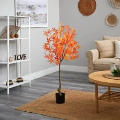 6 Ft. Orange Autumn Maple Artificial Tree -The Home Depot Shop nearly natural indoor fall decorations t2797 og 4f 1000