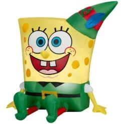 Nickelodeon 3 Ft. Tall X 2 Ft. W Christmas Inflatable Airblown SpongeBob In Elf Outfit