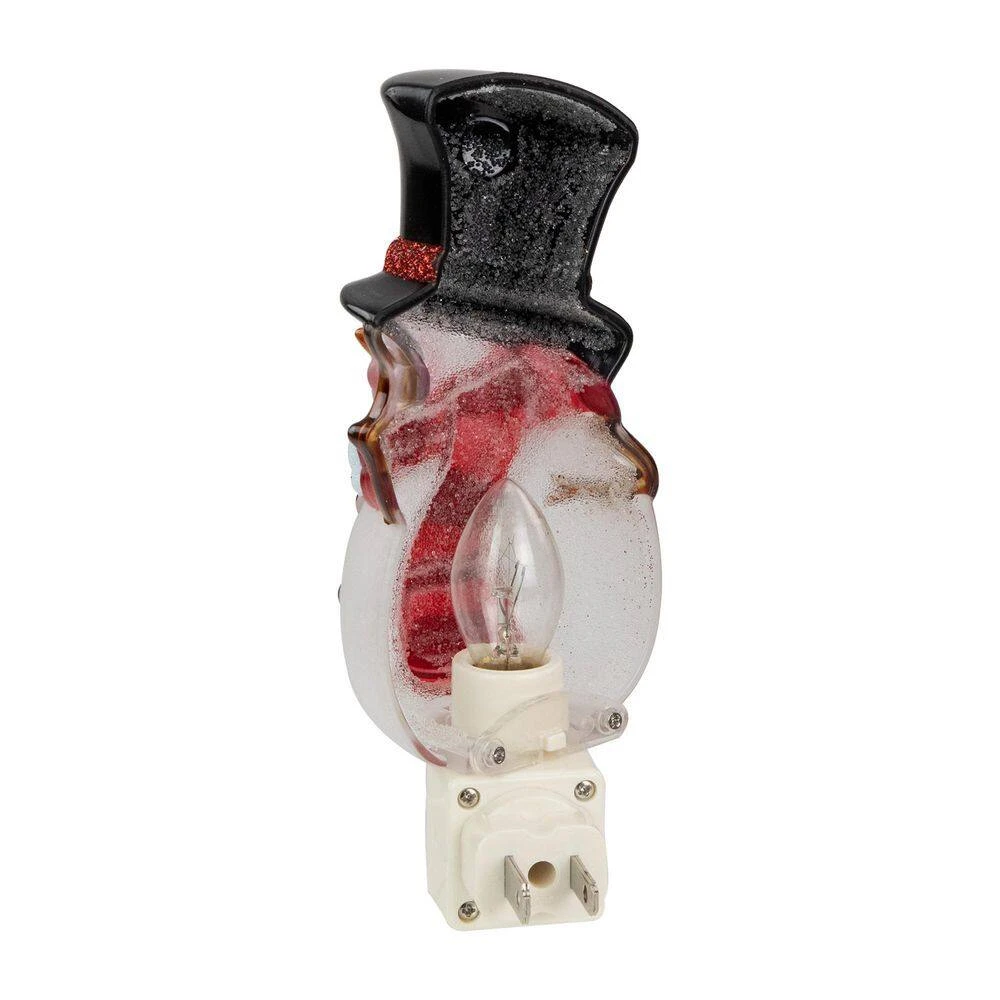 Northlight 6.5in. White And Red Snowman In Black Top Hat Christmas Night Light 5 Northlight 6.5in. White And Red Snowman In Black Top Hat Christmas Night Light - Image 5
