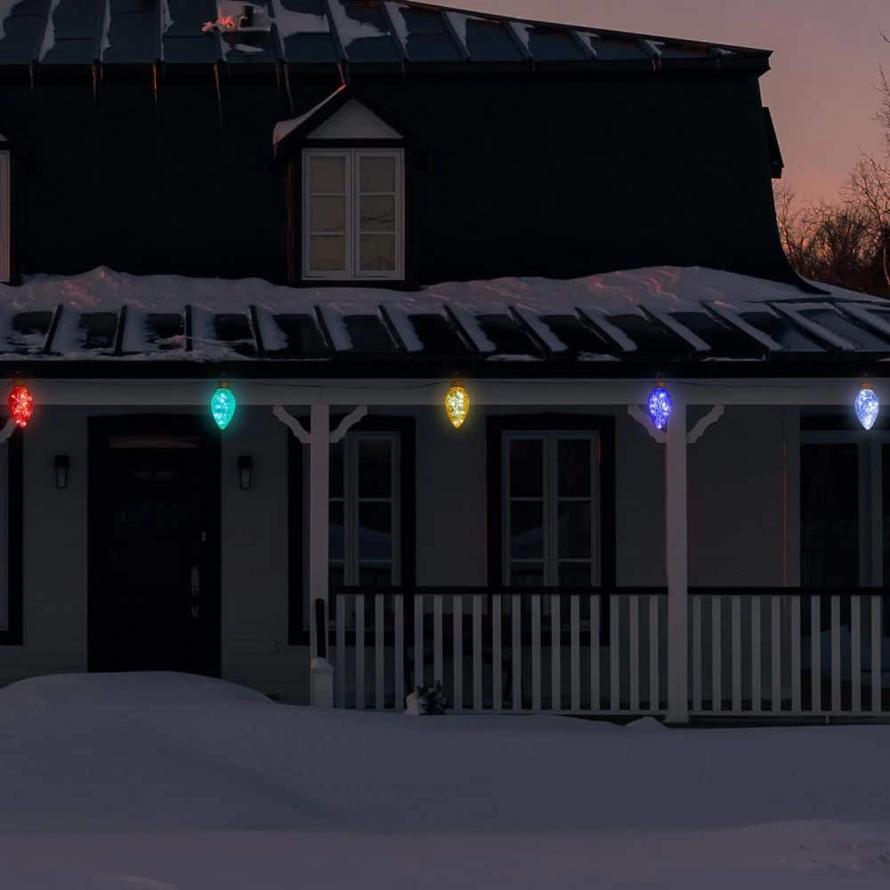 Northlight LED Jumbo C9 Style Commercial Christmas Light Set-12'-Multi-Color-Black Wire-5ct 2 Northlight LED Jumbo C9 Style Commercial Christmas Light Set-12'-Multi-Color-Black Wire-5ct - Image 2