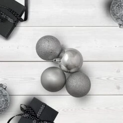Northlight 2.5 In. (60 Mm) Shatterproof Pewter Gray 4-Finish Christmas Ball Ornaments (60-Count) -The Home Depot Shop northlight christmas ornament sets 31744258 31 1000