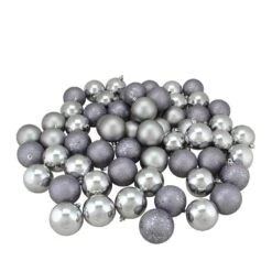 Northlight 2.5 In. (60 Mm) Shatterproof Pewter Gray 4-Finish Christmas Ball Ornaments (60-Count)
