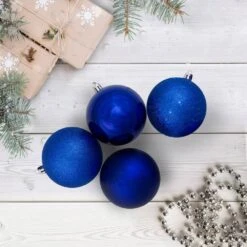 Northlight 3.25 In. (80 Mm) Royal Blue Shatterproof 4-Finish Christmas Ball Ornaments (32-Count) -The Home Depot Shop northlight christmas ornament sets 31752612 31 1000