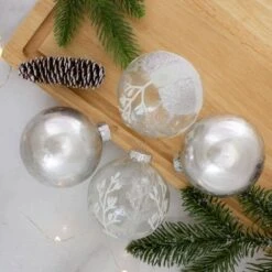 Northlight 3.25 In. (80 Mm) Silver And Clear Glass 2 Christmas Ball Ornaments (4-Pack) -The Home Depot Shop northlight christmas ornament sets 34313340 31 1000