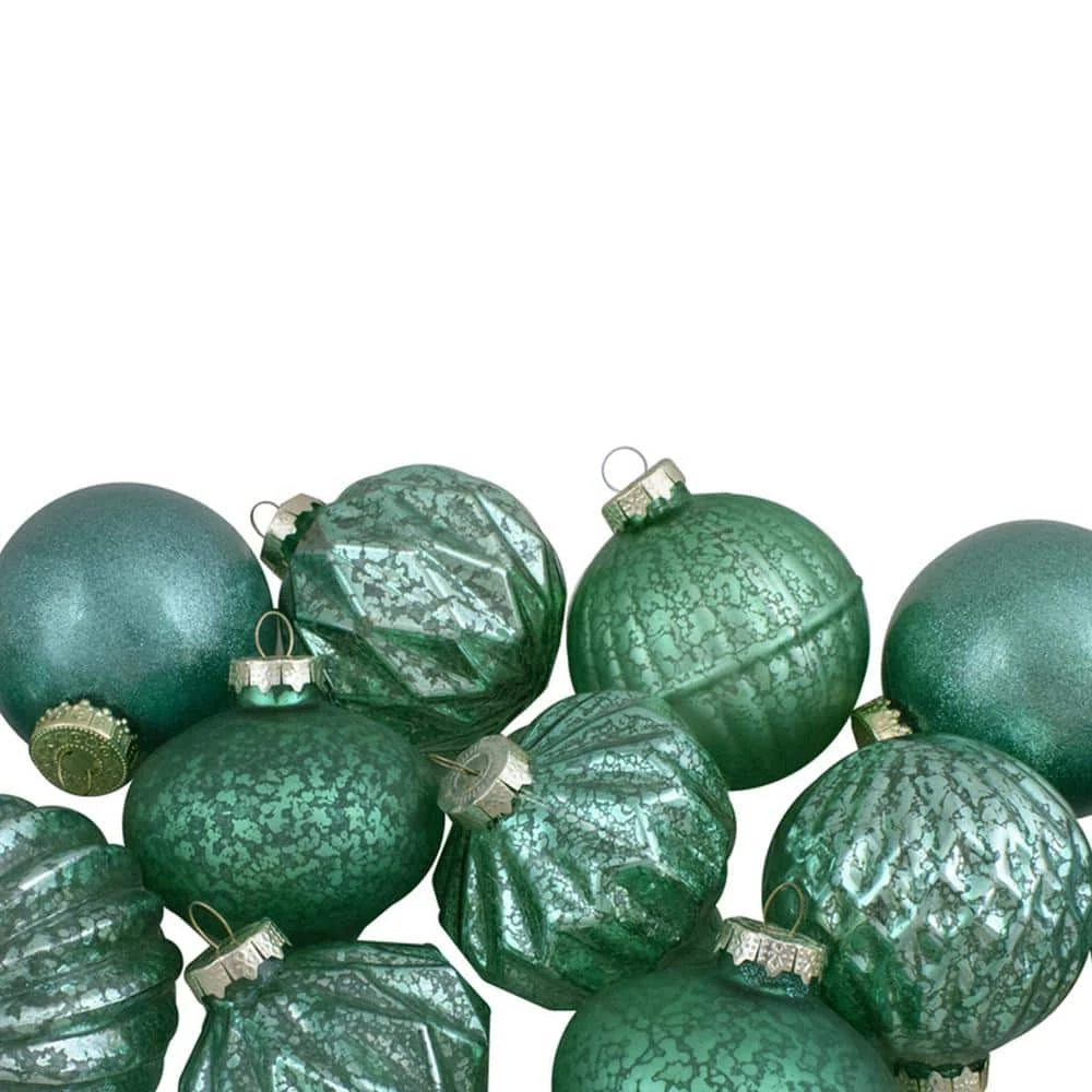 Northlight Green Finial And Glass Ball Christmas Ornaments Set Of 12 2 Northlight Green Finial And Glass Ball Christmas Ornaments Set Of 12 - Image 2