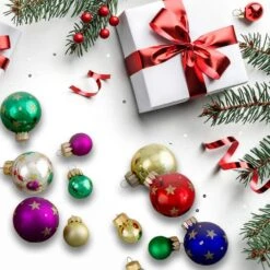 Northlight 16-Piece Set Of Assorted Multi-Color Glass Ball Christmas Ornaments With Tree Topper -The Home Depot Shop northlight christmas ornament sets 34313361 4f 1000