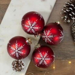 Northlight 3.25 In. (80mm) Matte Red Glass Ball Christmas Ornaments Set Of 4 -The Home Depot Shop northlight christmas ornament sets 34313366 4f 1000