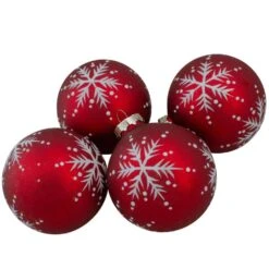 Northlight 3.25 In. (80mm) Matte Red Glass Ball Christmas Ornaments Set Of 4