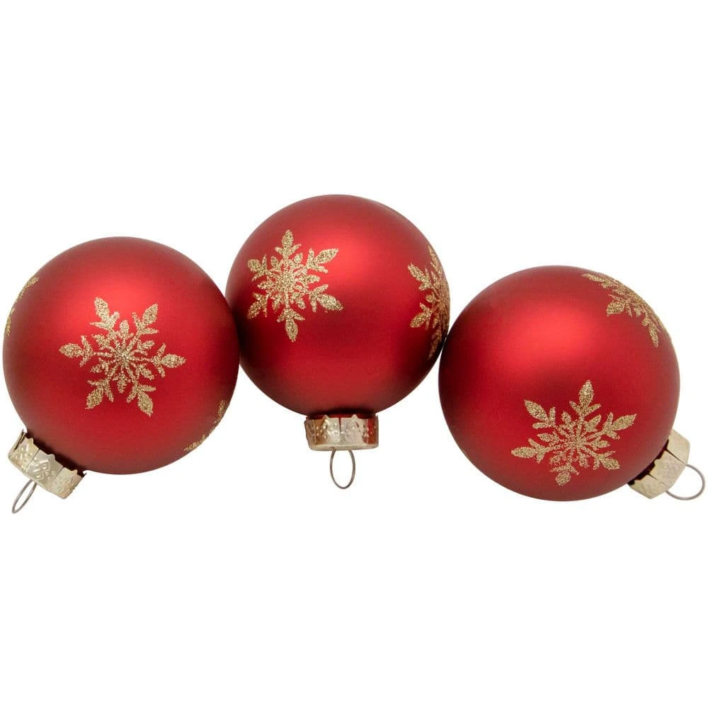Northlight 6ct Red And Gold Snowflake Glass Ball Christmas Ornaments 2.5 In. 4 Northlight 6ct Red And Gold Snowflake Glass Ball Christmas Ornaments 2.5 In. - Image 4
