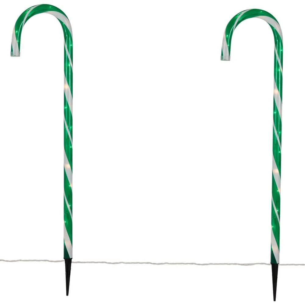 Northlight Lighted Candy Cane Outdoor Christmas Pathway Lights-28"-Green-Set Of 6 4 Northlight Lighted Candy Cane Outdoor Christmas Pathway Lights-28"-Green-Set Of 6 - Image 4