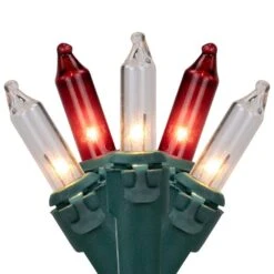 Northlight Set Of 100 Red And Clear Mini Christmas Lights 2.5 In. Spacing With Green Wire