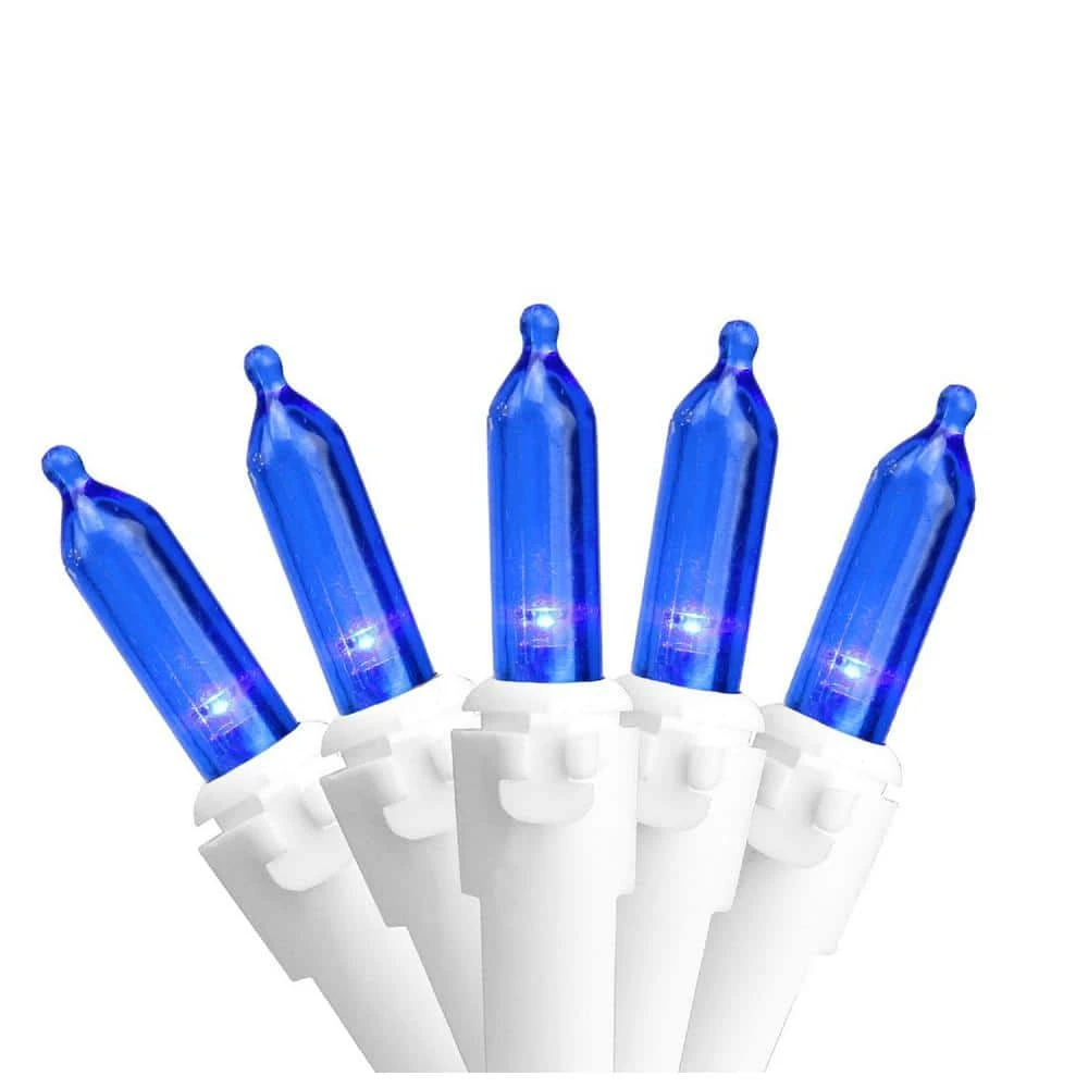 Northlight Set Of 50 Blue LED Mini Christmas Lights With White Wire 1 Northlight Set Of 50 Blue LED Mini Christmas Lights With White Wire