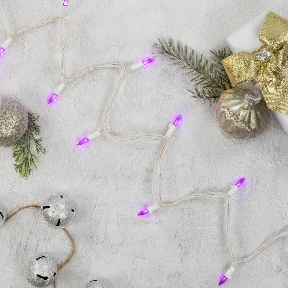 Northlight Set Of 50 Purple LED Mini Christmas Lights With White Wire 4 Northlight Set Of 50 Purple LED Mini Christmas Lights With White Wire - Image 4