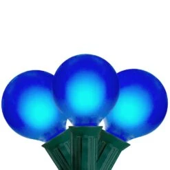 Northlight Set Of 15 Blue Satin G50 Globe Incandescent Christmas Lights-Green Wire
