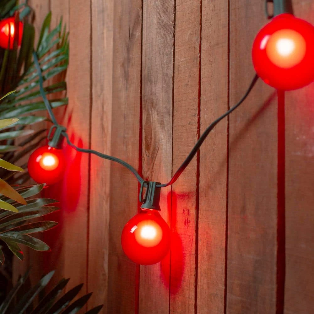 Northlight Set Of 15 Red Satin G50 Globe Incandescent Christmas Lights-Green Wire 2 Northlight Set Of 15 Red Satin G50 Globe Incandescent Christmas Lights-Green Wire - Image 2