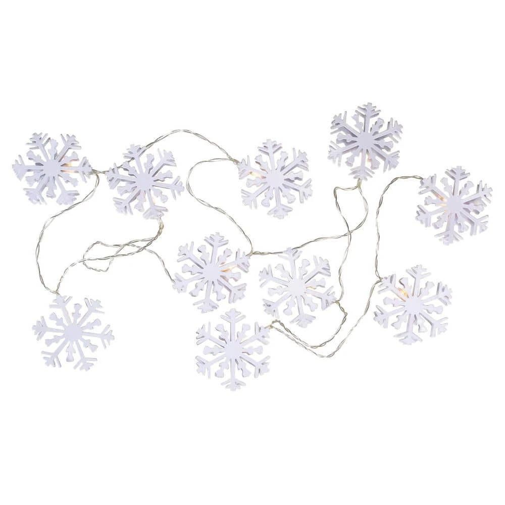 Northlight 4.5 Ft. B/O White Snowflake LED Warm White Christmas Lights (Set Of 10) 5 Northlight 4.5 Ft. B/O White Snowflake LED Warm White Christmas Lights (Set Of 10) - Image 5