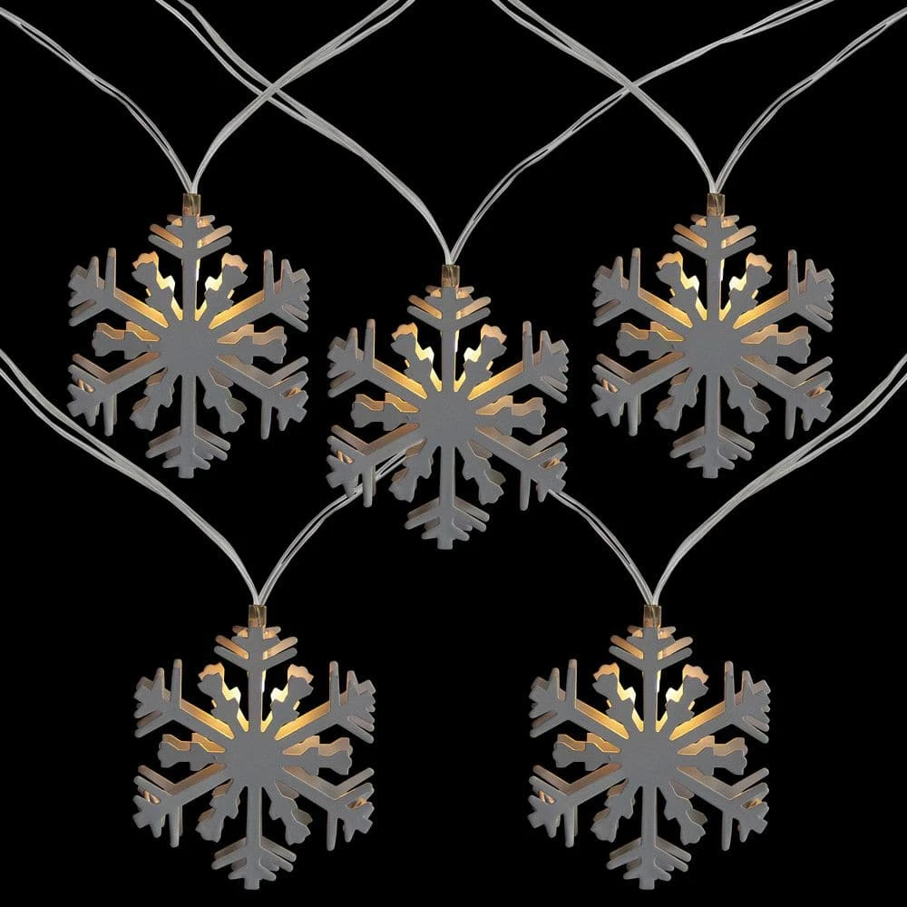 Northlight 4.5 Ft. B/O White Snowflake LED Warm White Christmas Lights (Set Of 10) 3 Northlight 4.5 Ft. B/O White Snowflake LED Warm White Christmas Lights (Set Of 10) - Image 3