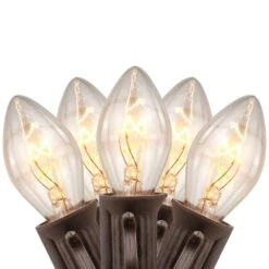 Northlight 25 Count Clear C7 Christmas Lights 24 Ft. Brown Wire