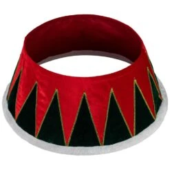 Northlight 25 In. Red And Green Fabric Drum With White Trim Christmas Tree Collar -The Home Depot Shop northlight christmas tree collars 35688222 44 1000